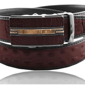 Men's Belts Track Buckle Genuine Leather Brown